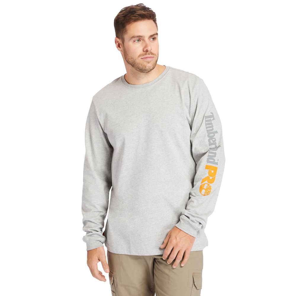 Camisetas Timberland Argentina Hombre - Pro® Big & Tall Base Plate Long-Sleeve Wicking - Gris - TIVF